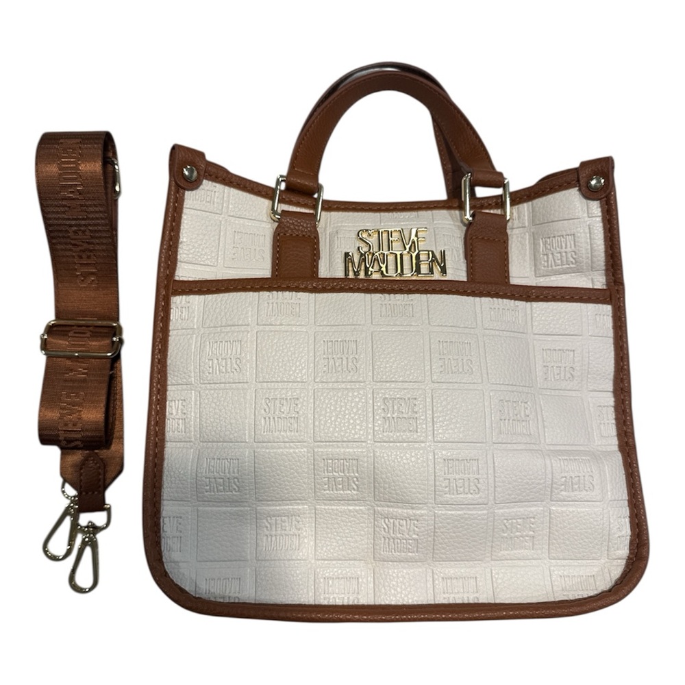 Steve Madden Cream and Brown Embossed Tote